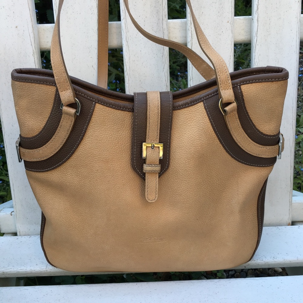 Longchamp Tan and Brown Leather Tote